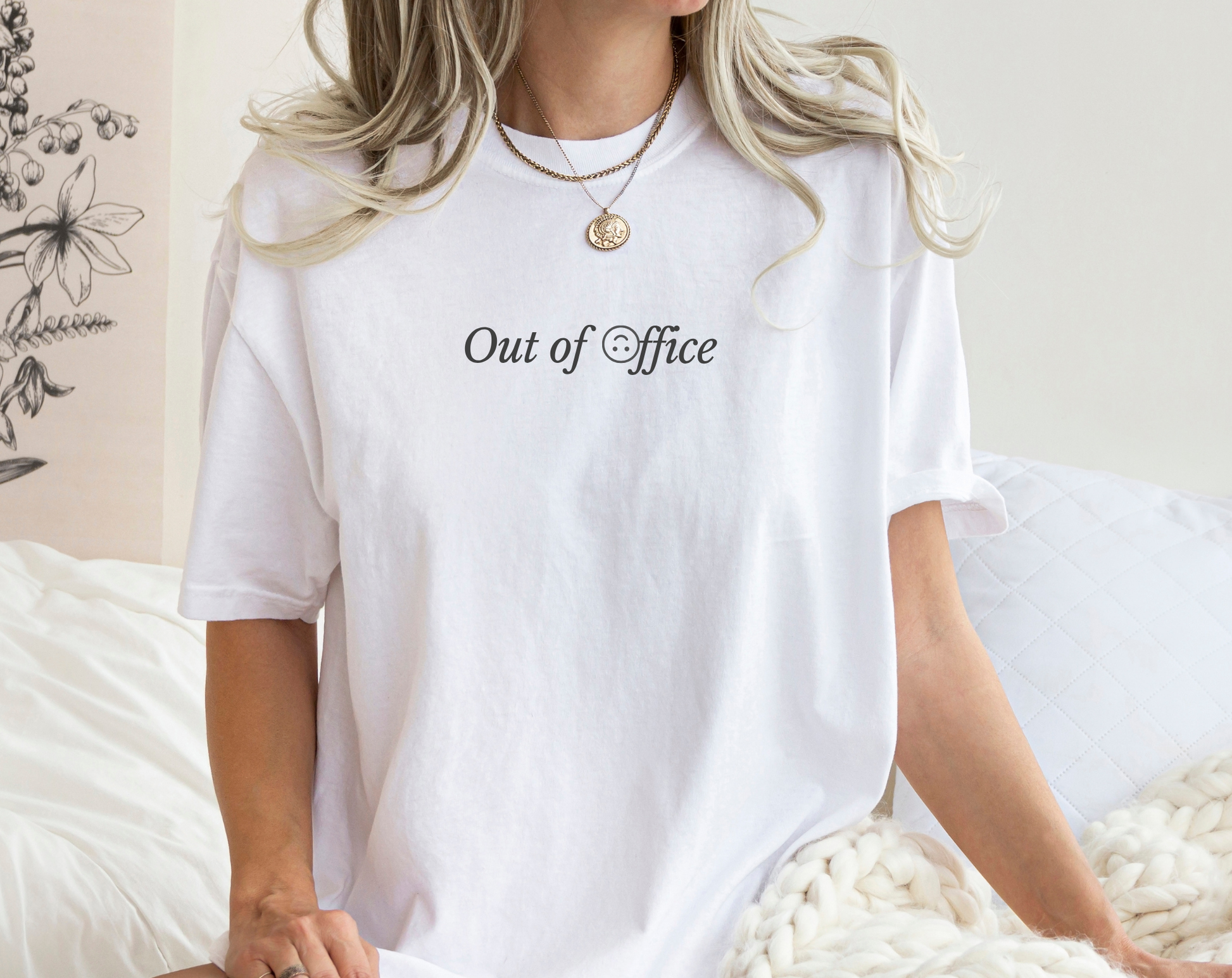 Out of Office sign T-shirt, retirement gift, Gifts for Millennials boss, Secret Santa office gift| White