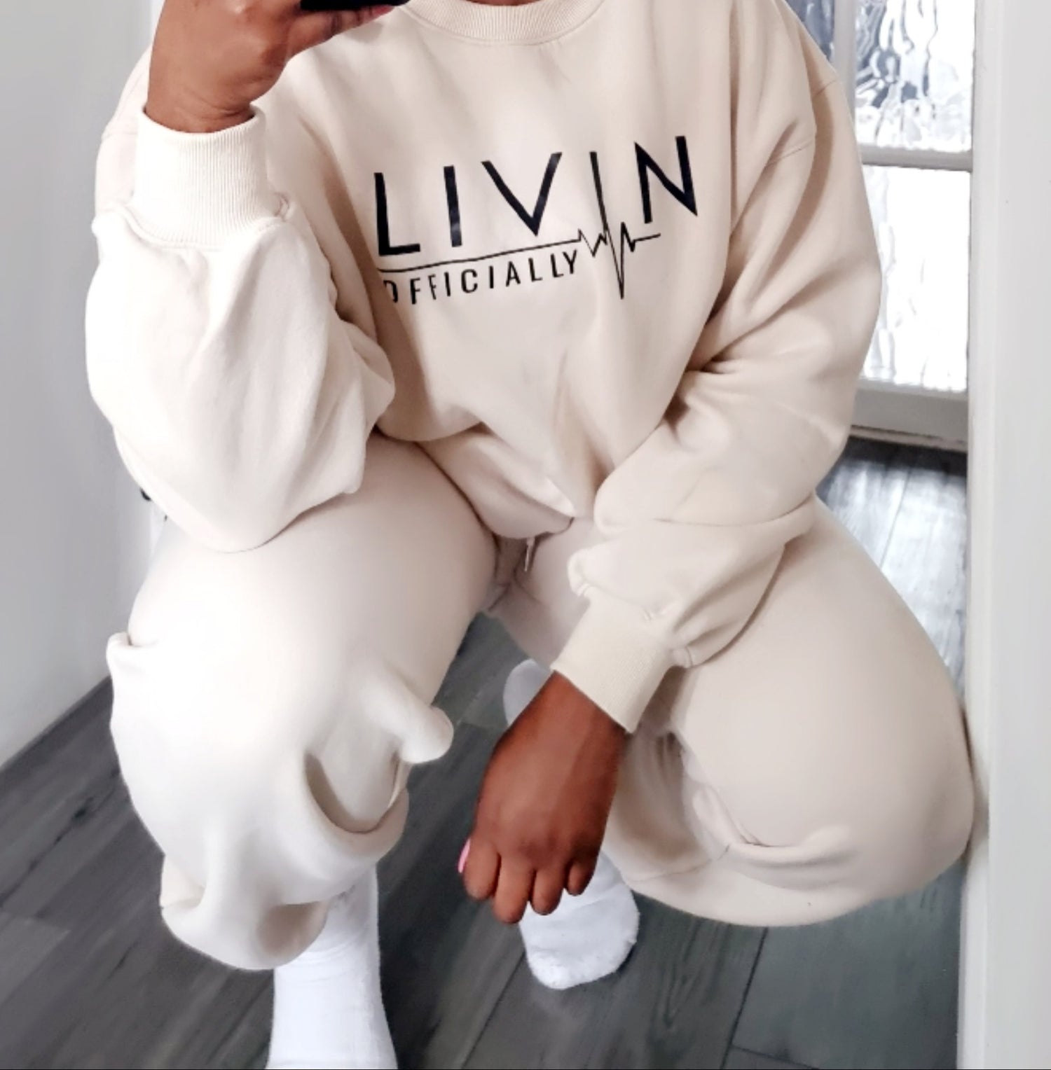 Luxury Beige Sand Oversized Jogger set with inside fleeced Livin Officially -Airport outfit
